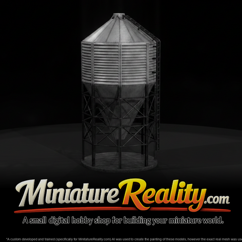 Elevated Grain Silo miniature, three-quarter view