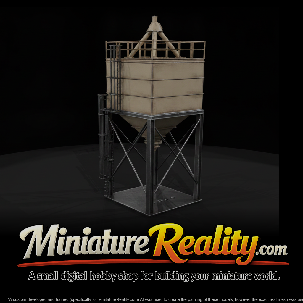 Elevated Storage Hopper miniature, three-quarter view