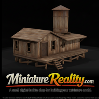 Elevated Wooden Building Water Tank miniature, three-quarter view — thumbnail 1