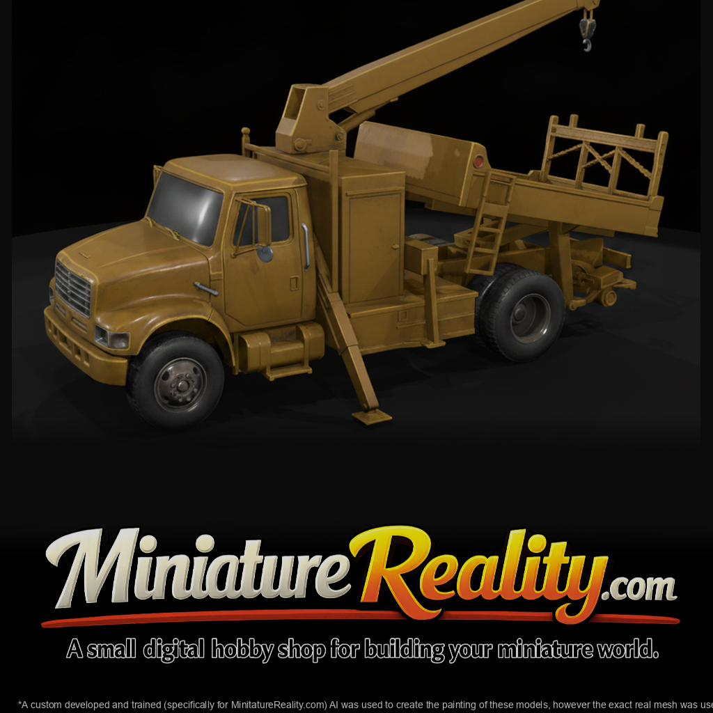 Flatbed Crane Truck miniature, three-quarter view