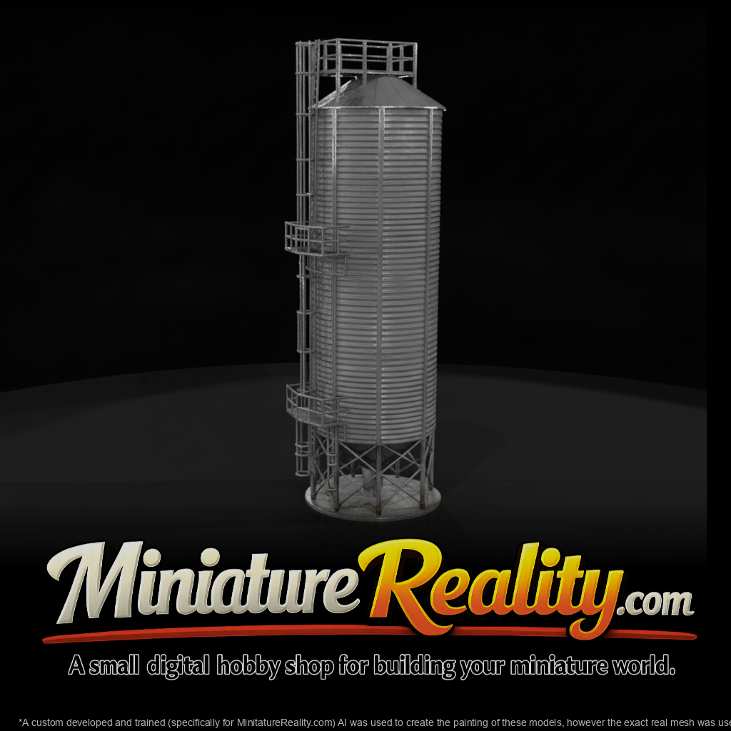 Grain Storage Silo miniature, three-quarter view