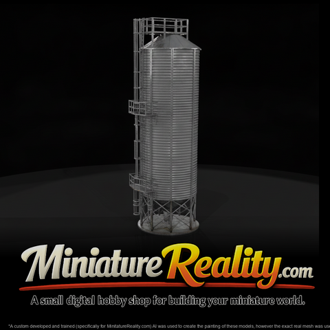 Grain Storage Silo miniature, three-quarter view