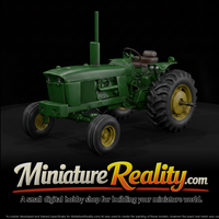Green Farm Tractor miniature, three-quarter view — thumbnail 1