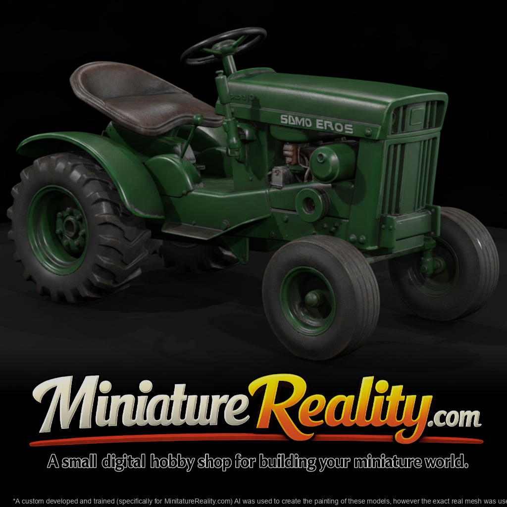 Green Garden Tractor miniature, three-quarter view