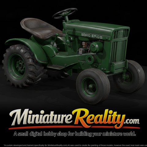 Green Garden Tractor miniature, three-quarter view