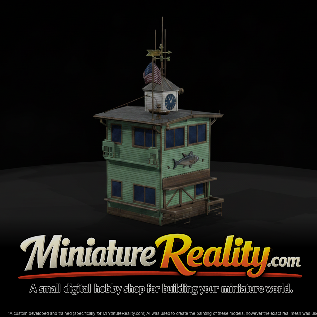 Green Pier Building Clock Tower miniature, three-quarter view