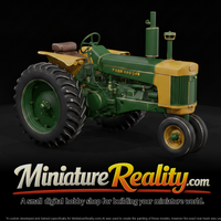 Green Yellow Farm Tractor miniature, three-quarter view — thumbnail 1