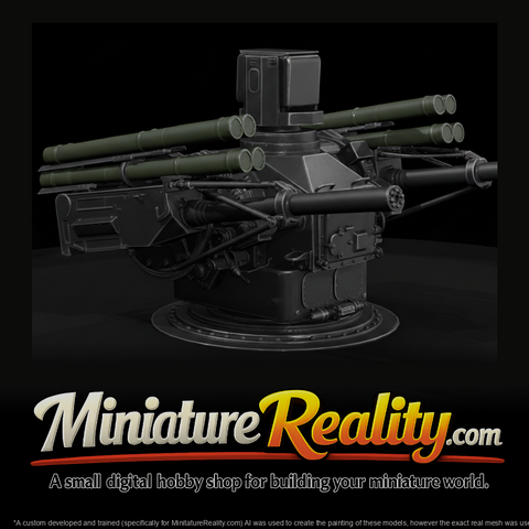 Gun Missile Weapon Turret miniature, three-quarter view