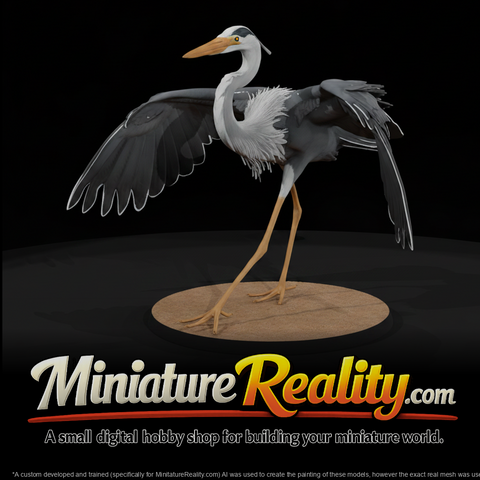 Heron Spreading Wings Beach miniature, three-quarter view