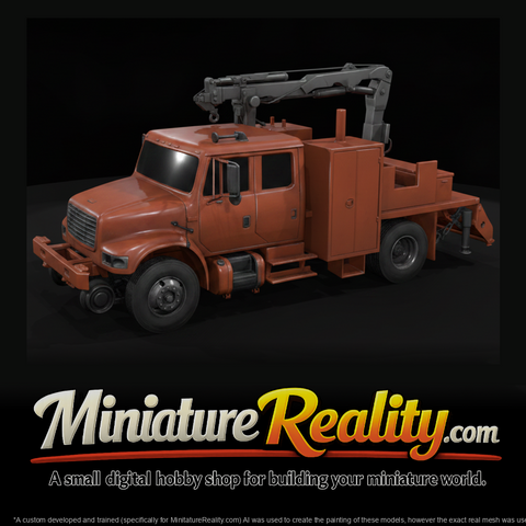 Hi Rail Crane Truck miniature, three-quarter view