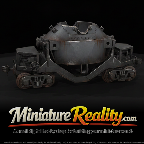 Hot Metal Torpedo Car miniature, three-quarter view