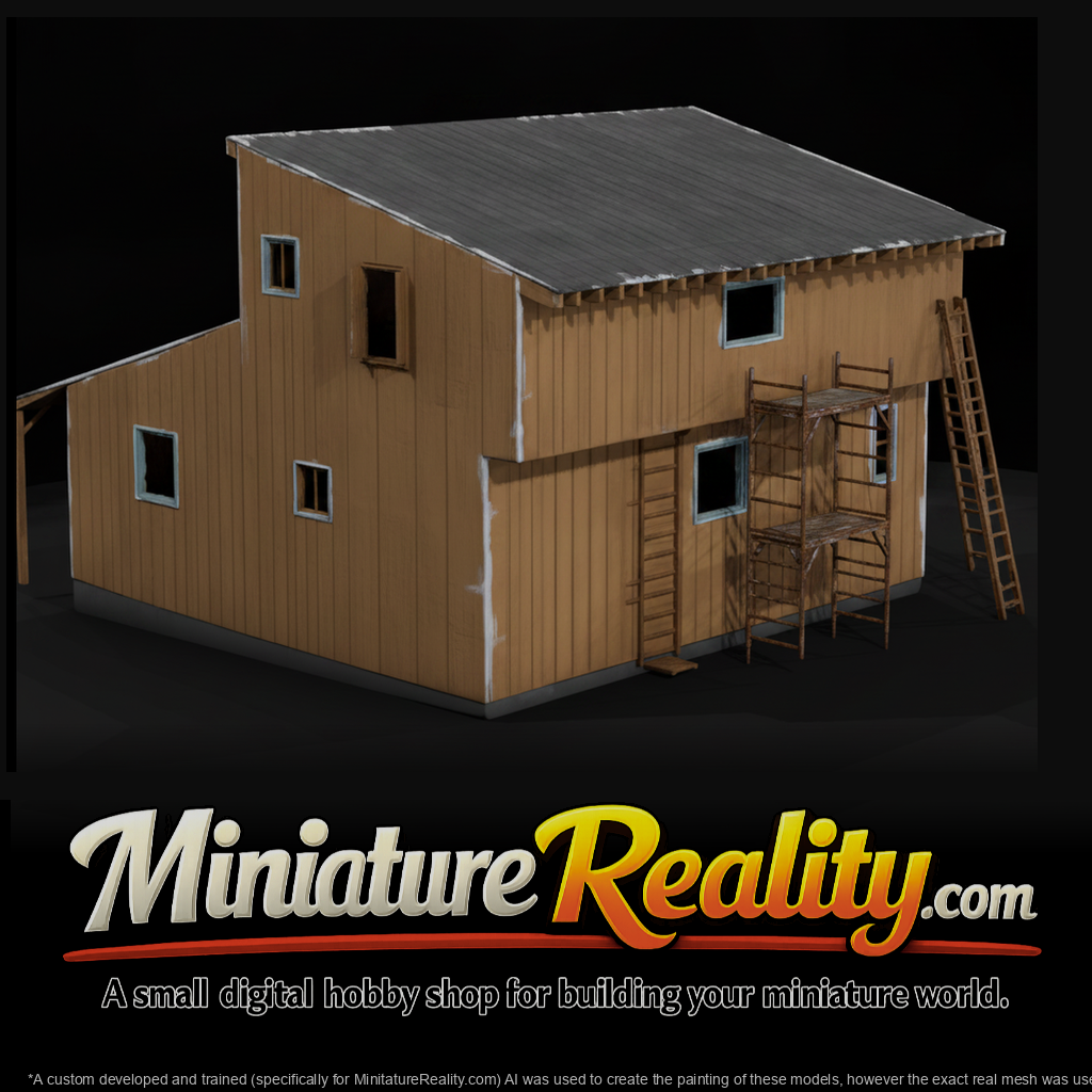 House Under Construction miniature, three-quarter view