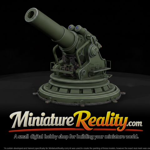 Industrial Cannon Turret miniature, three-quarter view