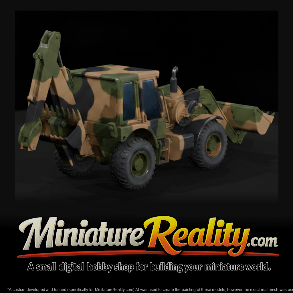 Military Backhoe Loader miniature, three-quarter view