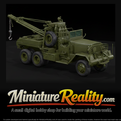 Military Tow Truck Crane miniature, three-quarter view