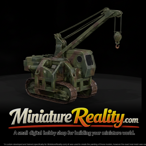 Military Tracked Crane miniature, three-quarter view
