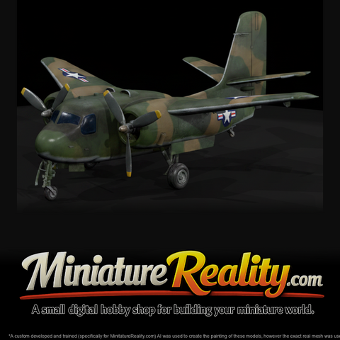 Military Twin Propeller Aircraft miniature, three-quarter view