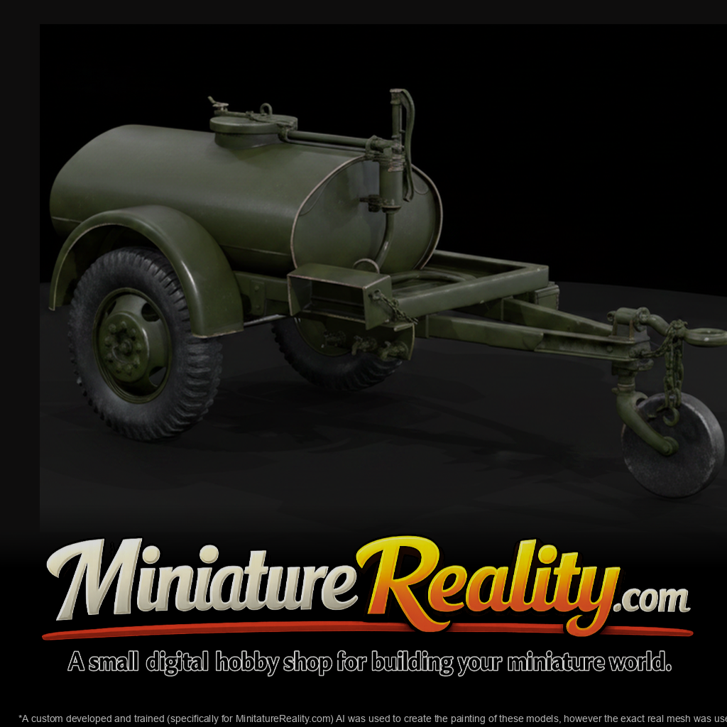Military Water Tank Trailer miniature, three-quarter view