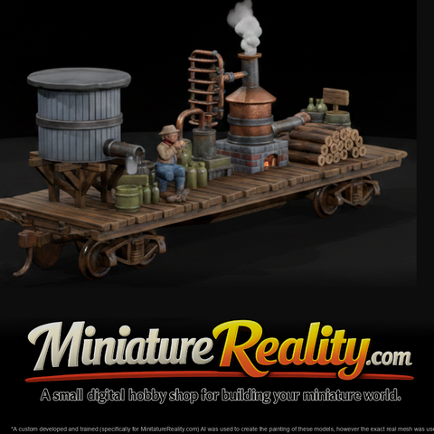 Moonshine Still Railcar miniature, three-quarter view