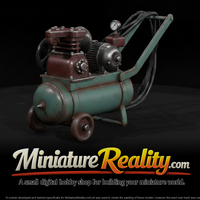 Vintage Rusty Air Compressor miniature, three-quarter view — thumbnail 1