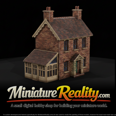 Model Brick House, three-quarter view