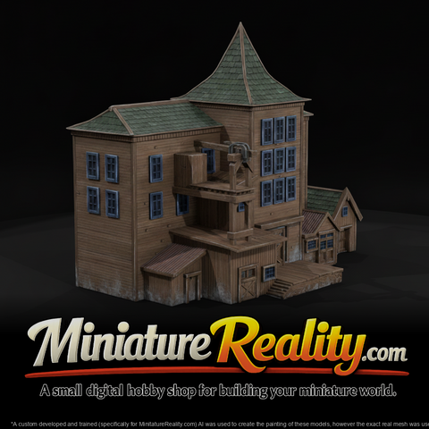 Model Industrial Building Complex, three-quarter view