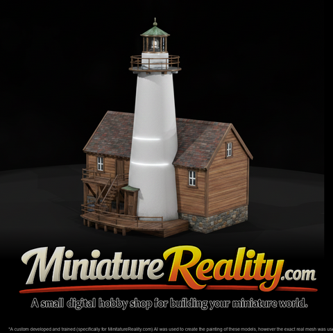 Model Lighthouse Complex, three-quarter view