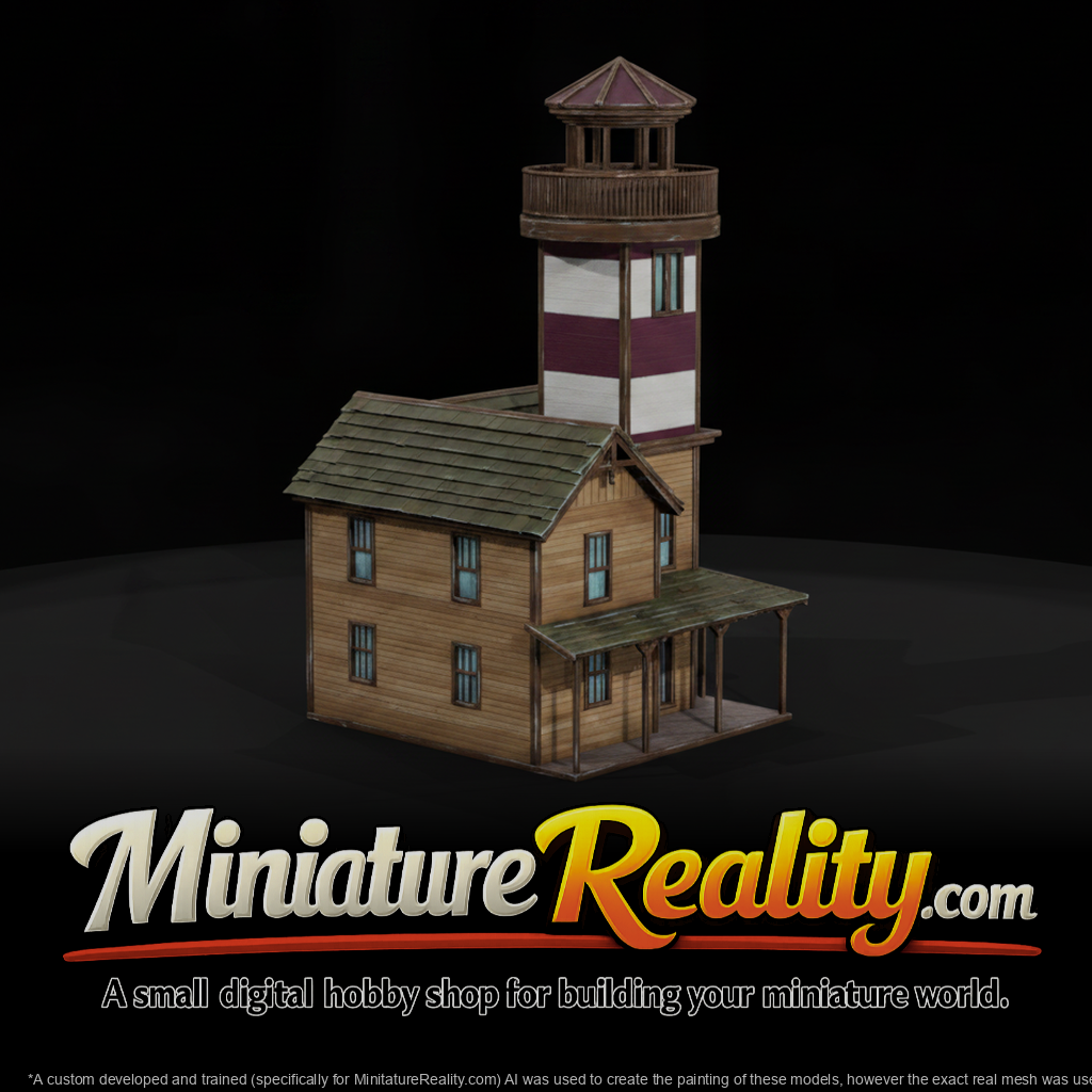 Model Lighthouse House, three-quarter view