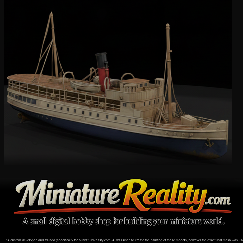 Model Passenger Steamer, three-quarter view