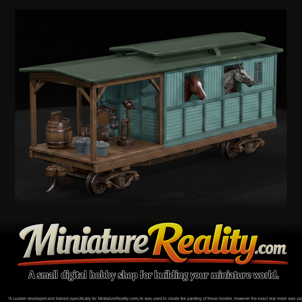 Model Train Horse Car, three-quarter view