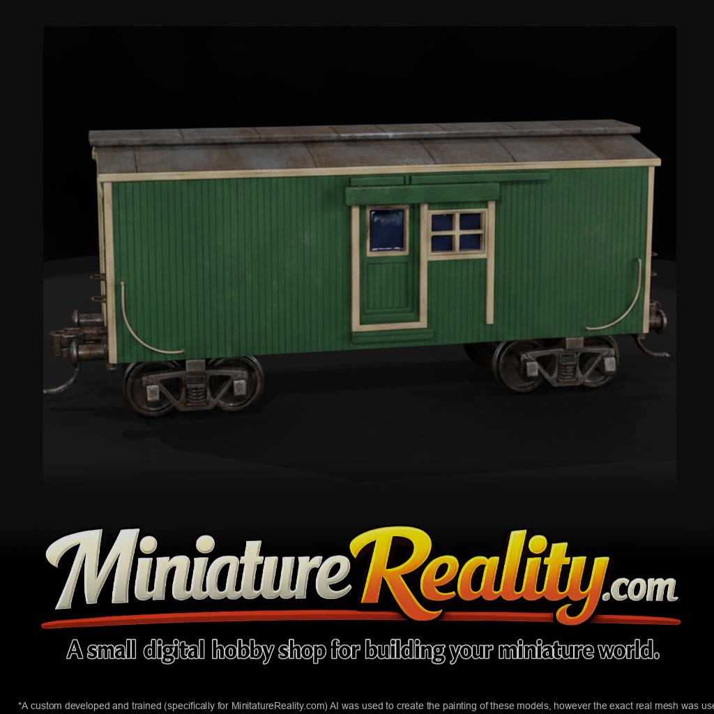 Model Wooden Caboose, three-quarter view