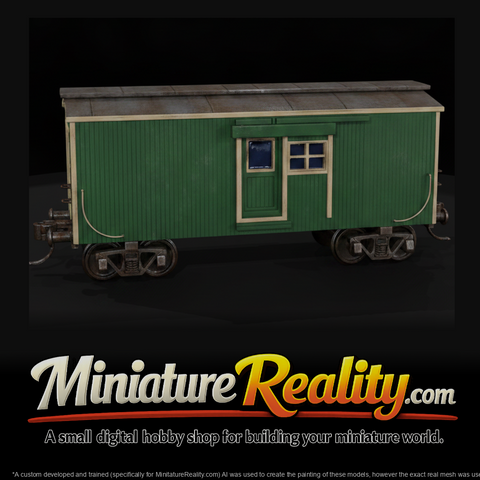Model Wooden Caboose, three-quarter view