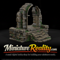 Mossy Stone Archway Ruin miniature, three-quarter view — thumbnail 1