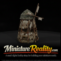 Old Dilapidated Windmill miniature, three-quarter view — thumbnail 1