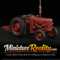 Old Red Farm Tractor miniature, three-quarter view — thumbnail 1