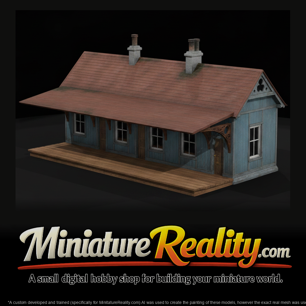 Old Rural Railway Station miniature, three-quarter view