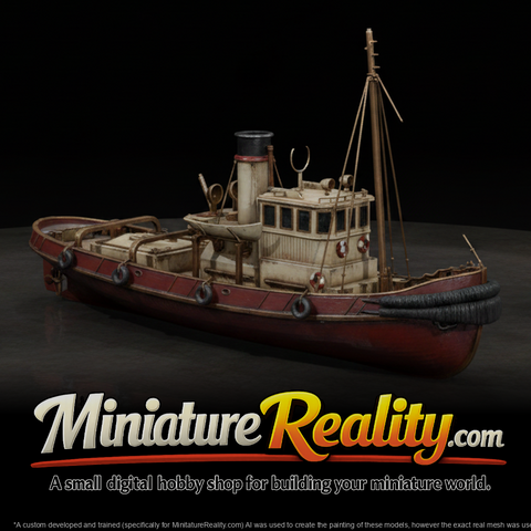 Old Style Tugboat miniature, three-quarter view
