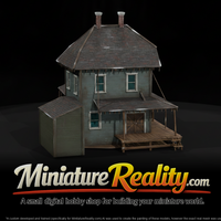 Old Two Story Railroad Building miniature, three-quarter view — thumbnail 1
