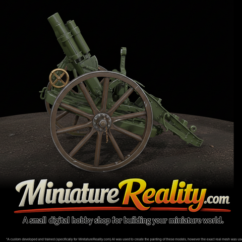 Old Wheeled Mortar Gun miniature, three-quarter view