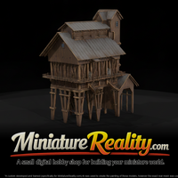 Old Wood Grain Elevator miniature, three-quarter view — thumbnail 1