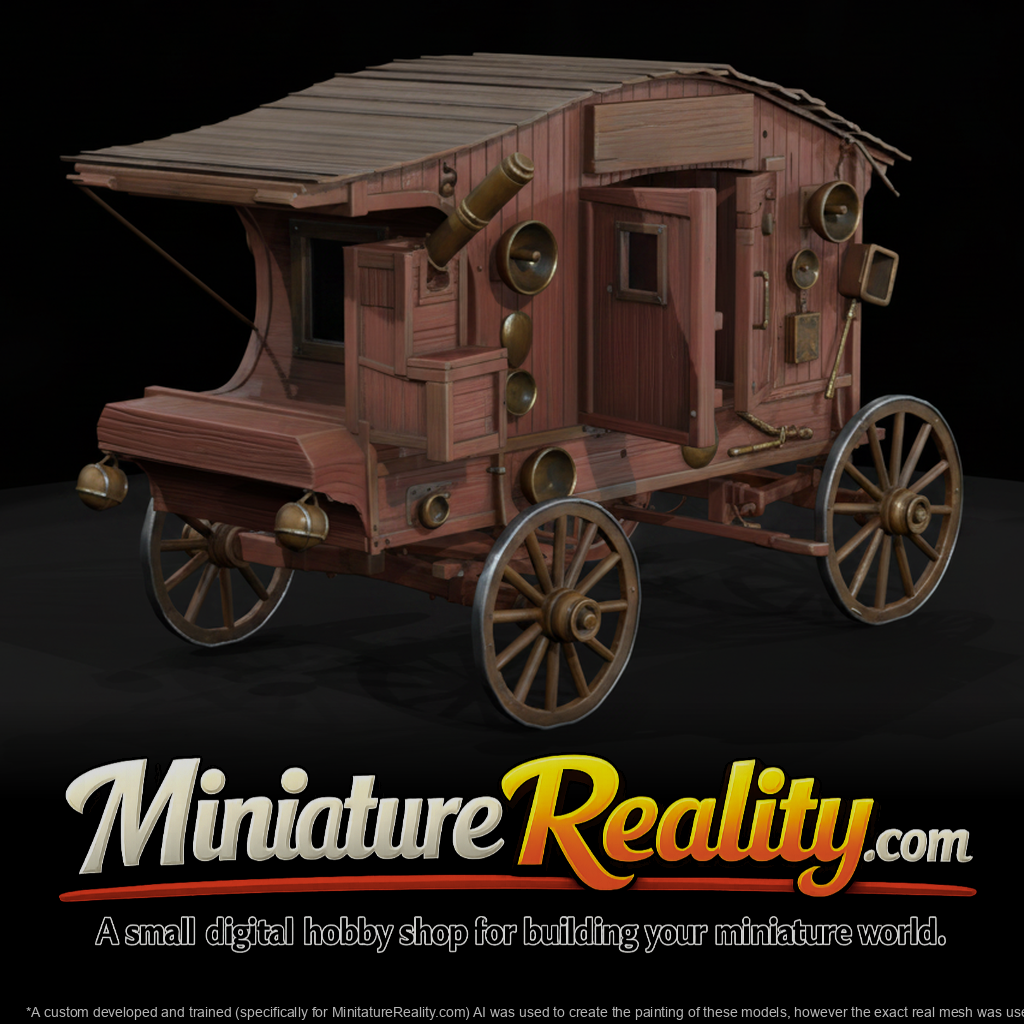 Old Wooden Wagon miniature, three-quarter view