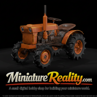 Orange Compact Tractor miniature, three-quarter view — thumbnail 1