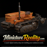Orange Tracked Farm Tractor miniature, three-quarter view — thumbnail 1