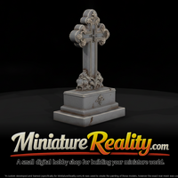 Ornate Carved Stone Cross miniature, three-quarter view — thumbnail 1