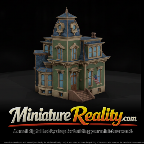Ornate Victorian House miniature, three-quarter view
