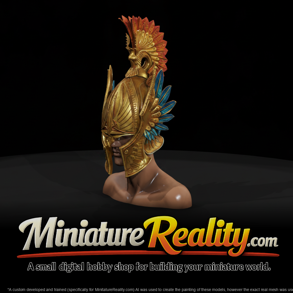 Ornate Winged Helmet miniature, three-quarter view