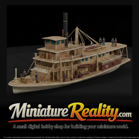 Paddlewheel Steamboat Model, three-quarter view