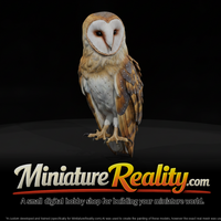 Perched Barn Owl miniature, three-quarter view — thumbnail 1