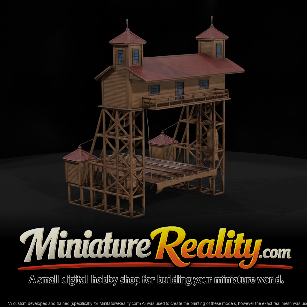 Railroad Car Ferry Dock miniature, three-quarter view