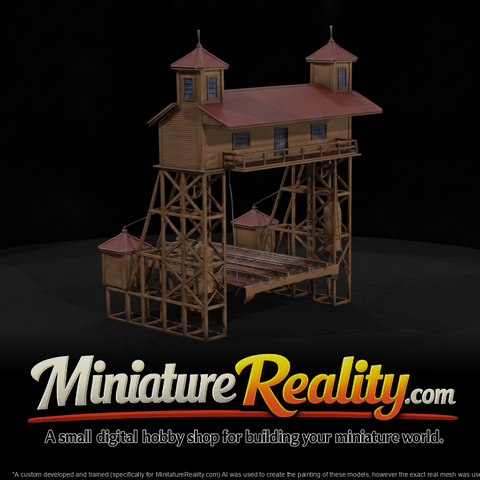 Railroad Car Ferry Dock miniature, three-quarter view